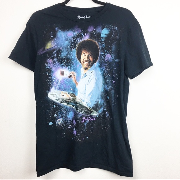 Other - 4/$25 Bob Ross space galaxy graphic crew neck tee